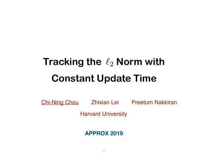 tracking the norm with
