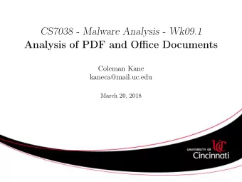 CS7038 - Malware Analysis - Wk09.1  Analysis of PDF and Office Documents  Coleman Kane