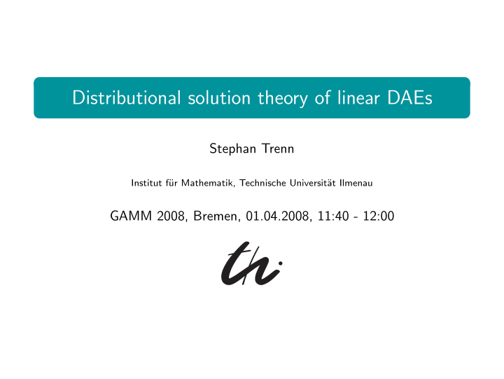 distributional solution theory of linear daes