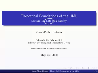 0  Lecture 11: Safe Realisability  Joost-Pieter Katoen  Lehrstuhl fr Informatik 2  Software
