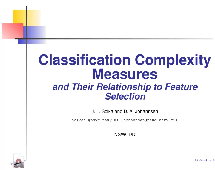 classification complexity measures