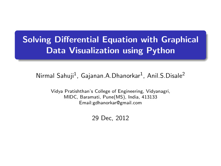 solving differential equation with graphical data