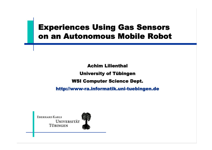 experiences using experiences using gas sensors as