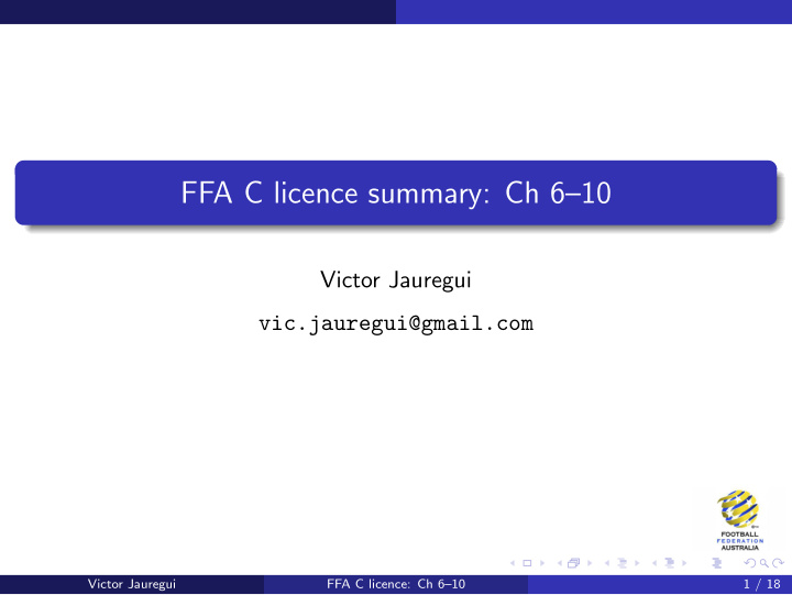 ffa c licence summary ch 6 10