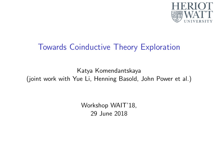 towards coinductive theory exploration