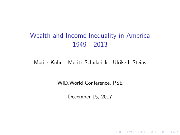 wealth and income inequality in america 1949 2013