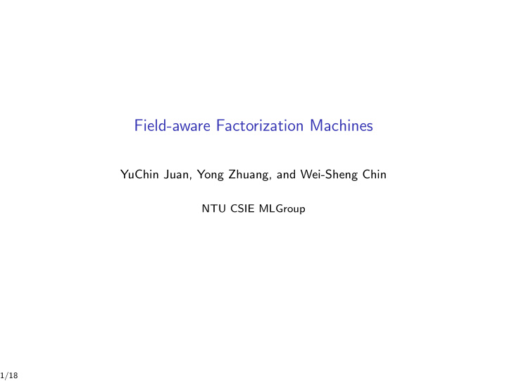 field aware factorization machines