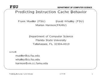 FSU  Depa  rtment  of  Computer  DEPARTMENT OF COMPUTER SCIENCE  Science  Flo  rida  State