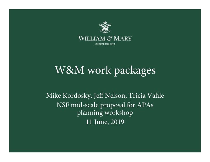 w m work packages