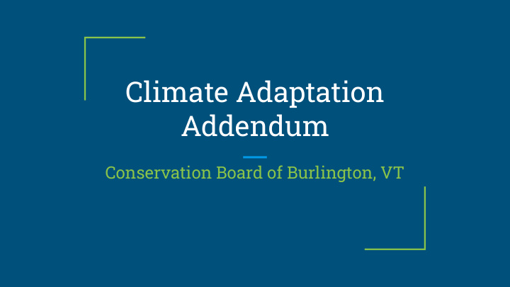 climate adaptation addendum