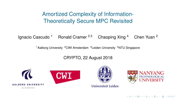 amortized complexity of information theoretically secure