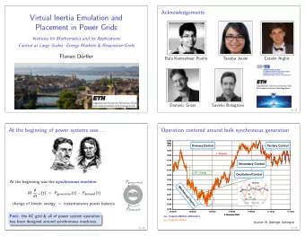 Virtual Inertia Emulation and  Placement in Power Grids  Institute for Mathematics and its