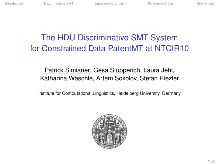 the hdu discriminative smt system for constrained data