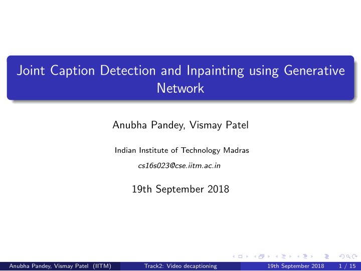 joint caption detection and inpainting using generative