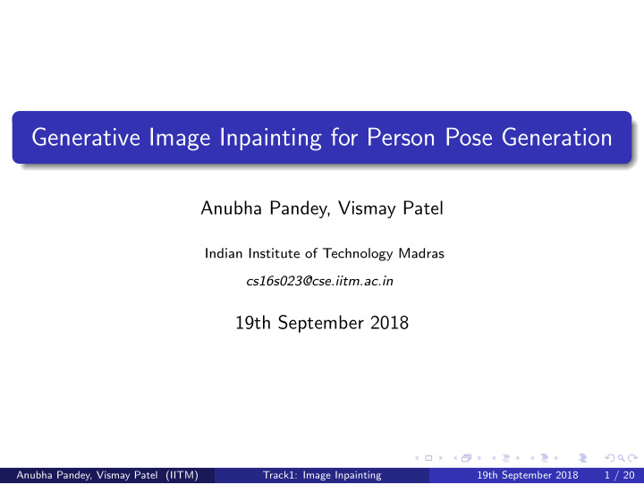 generative image inpainting for person pose generation