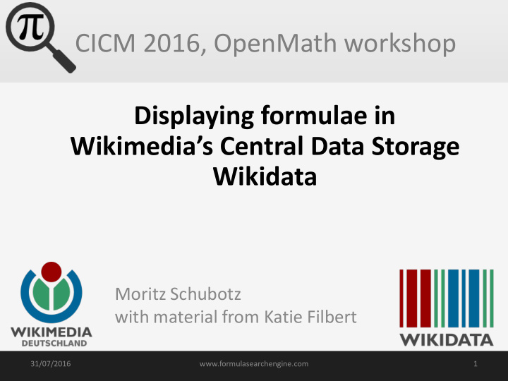 cicm 2016 openmath workshop displaying formulae in