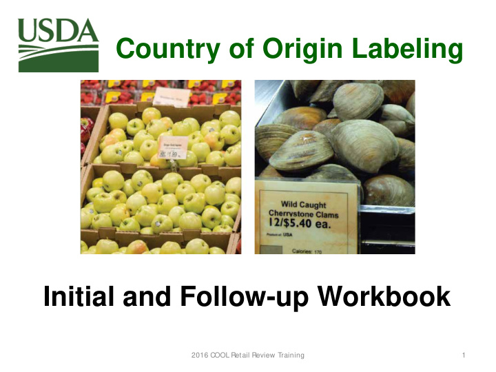 country of origin labeling initial and follow up workbook
