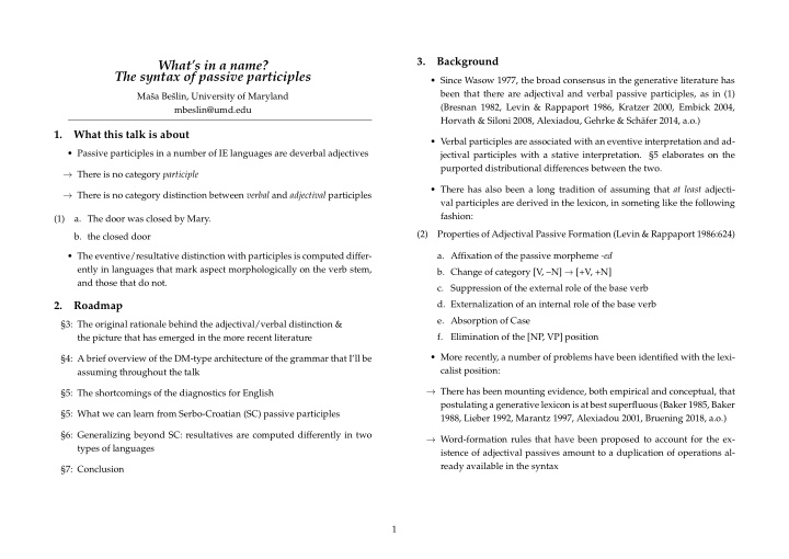 what s in a name the syntax of passive participles