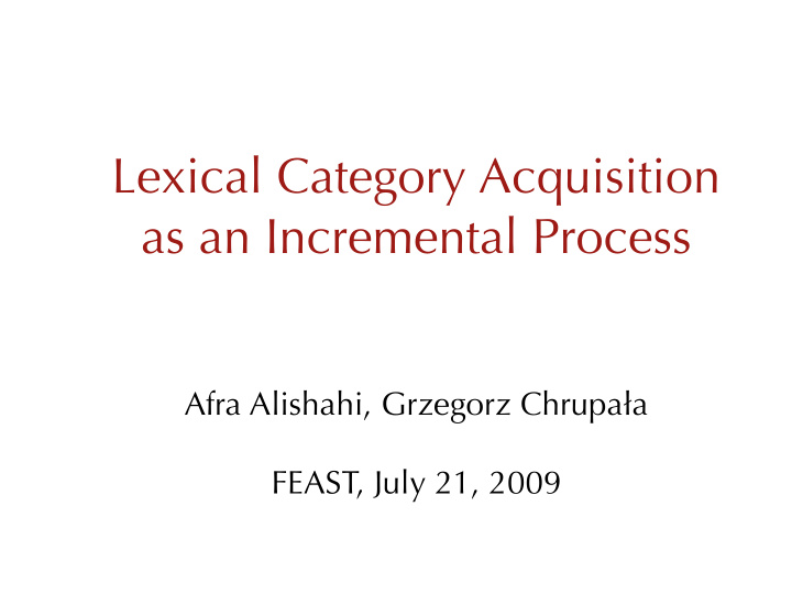 lexical category acquisition as an incremental process
