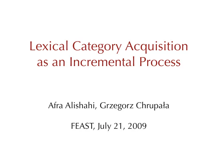 lexical category acquisition as an incremental process