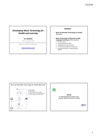 Developing Music Technology for Music &amp; Wearable Technology for Health Health and Learning