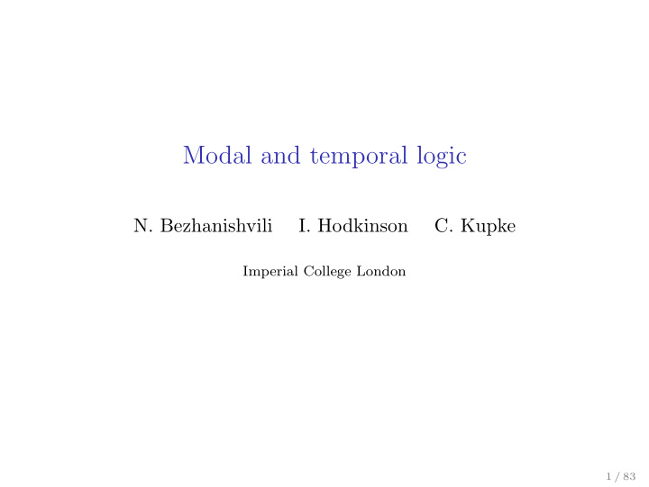 modal and temporal logic