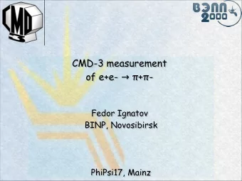 CMD-3 measurement  CMD-3 measurement  of e+e-  +-  of e+e-  +-      Fedor Ignatov