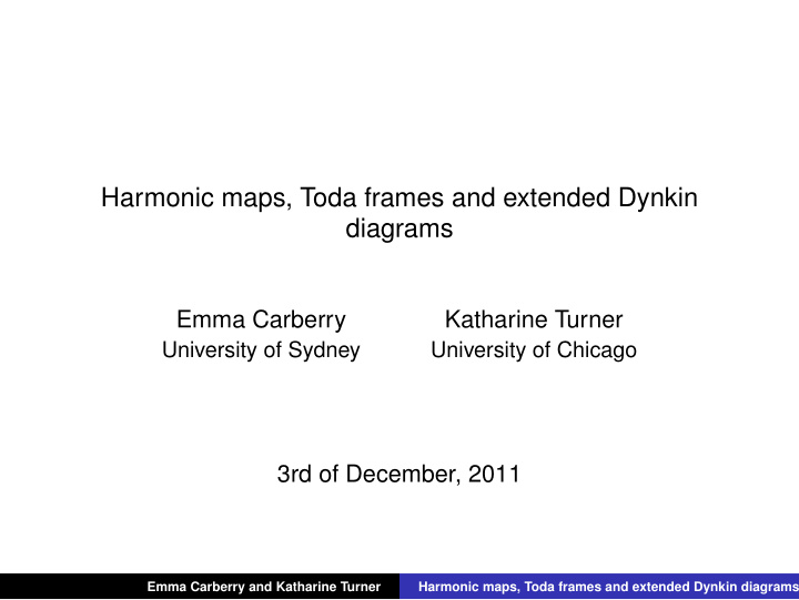 harmonic maps toda frames and extended dynkin diagrams