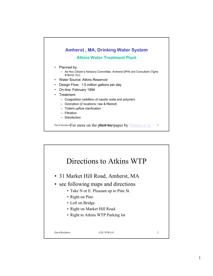 directions to atkins wtp