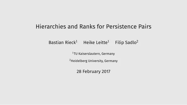 hierarchies and ranks for persistence pairs