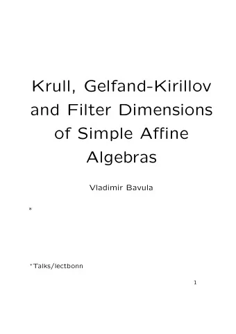 Krull, Gelfand-Kirillov  and Filter Dimensions  of Simple Affine  Algebras  Vladimir Bavula