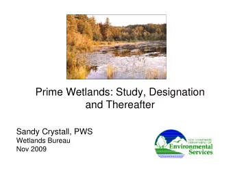 Prime Wetlands: Study, Designation  and Thereafter  Sandy Crystall, PWS  Wetlands Bureau  Nov 2009