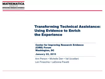 Trans  ansfor  orming  ming Tec  echnic  hnical  al As  Assis  sistan  tance:  ce:  Using  Using