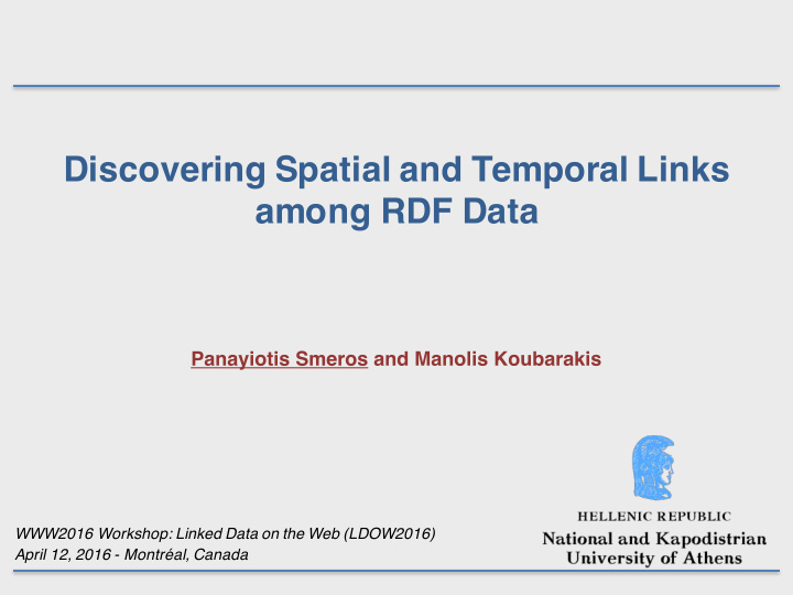discovering spatial and temporal links among rdf data