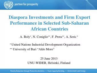 Diaspora Investments and Firm Export  Performance in Selected Sub-Saharan African Countries A. Boly