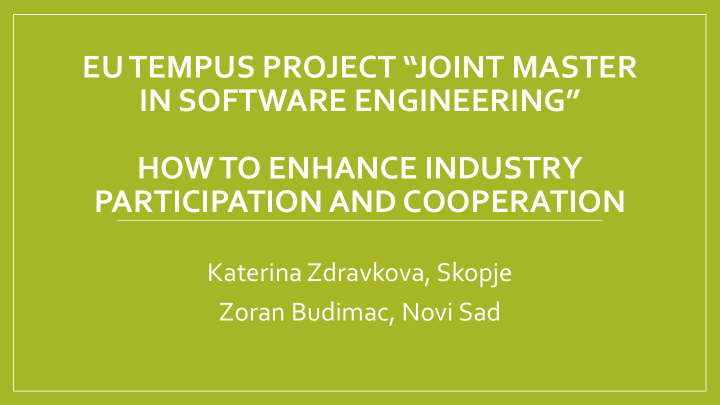eu tempus project joint master in software engineering