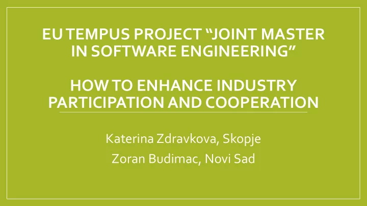 eu tempus project joint master in software engineering