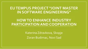 EU TEMPUS PROJECT JOINT MASTER  IN SOFTWARE ENGINEERING  HOW TO ENHANCE INDUSTRY