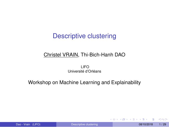 descriptive clustering
