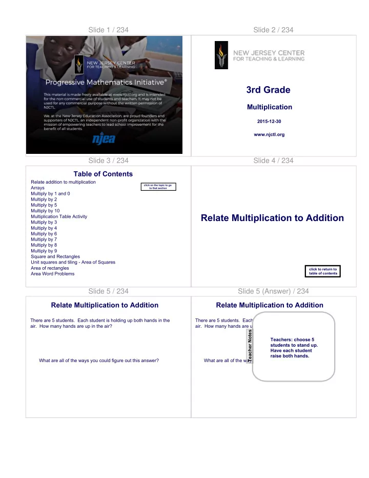 relate multiplication to addition
