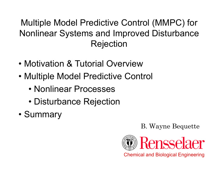 multiple model predictive control mmpc for nonlinear