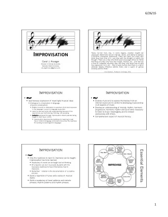 I MPROVISATION  &quot;Every normal man...has, in some degree, creative insight (an  unpopular