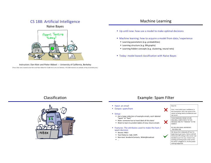 machine learning cs 188 artificial intelligence