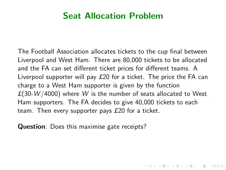 seat allocation problem