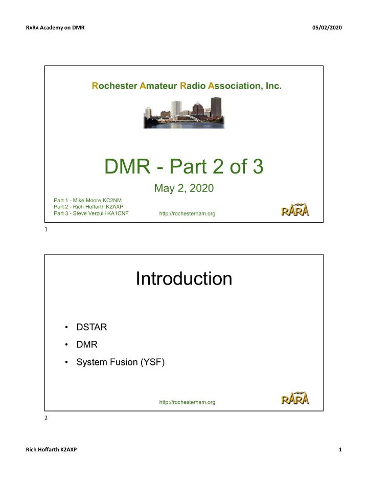 dmr part 2 of 3