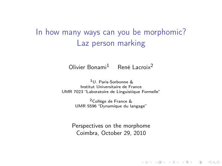 in how many ways can you be morphomic laz person marking