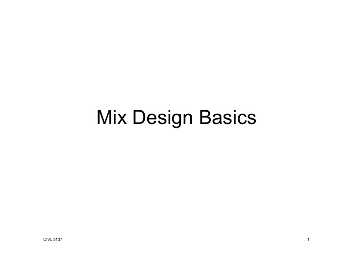 mix design basics