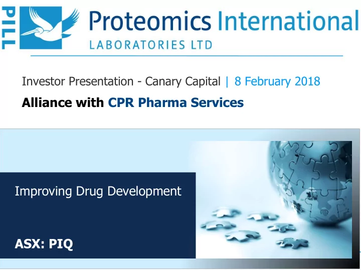 alliance with cpr pharma services improving drug