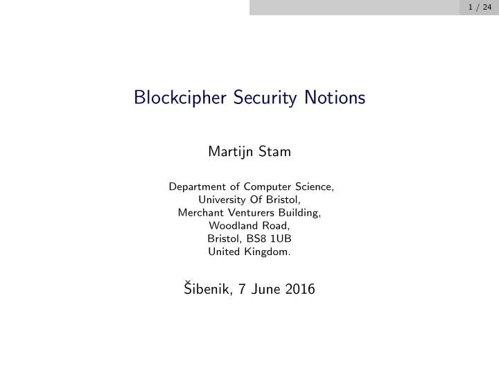 blockcipher security notions