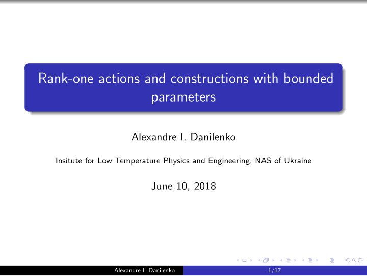 rank one actions and constructions with bounded parameters
